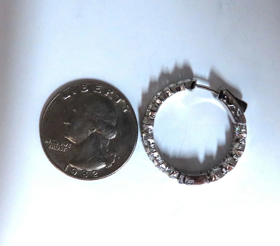 4.70ct Natural Round Diamonds Double Row Earrings 14kt stacking deco** - 9