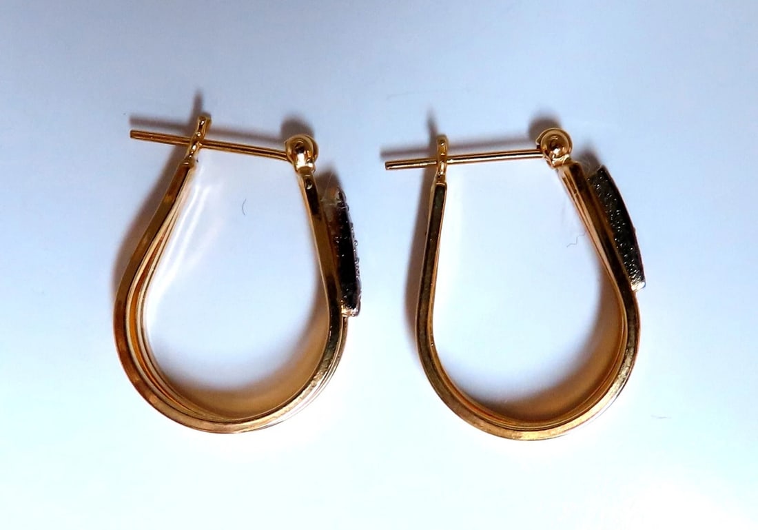 .06ct Natural Diamond Earrings 14kt Gold Semi Hoop** - 3