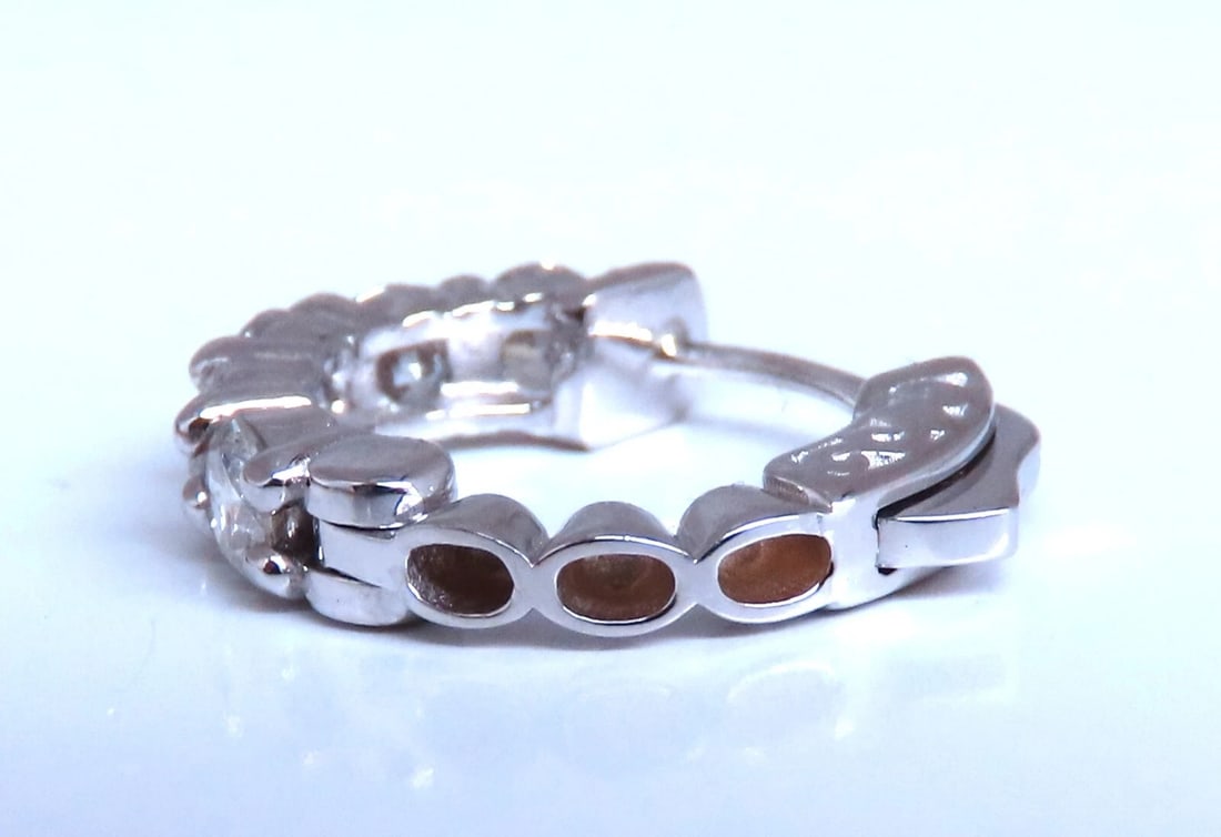 1.63ct Natural Round Diamond hoop earrings 14kt 16mm button & share prong** - 3