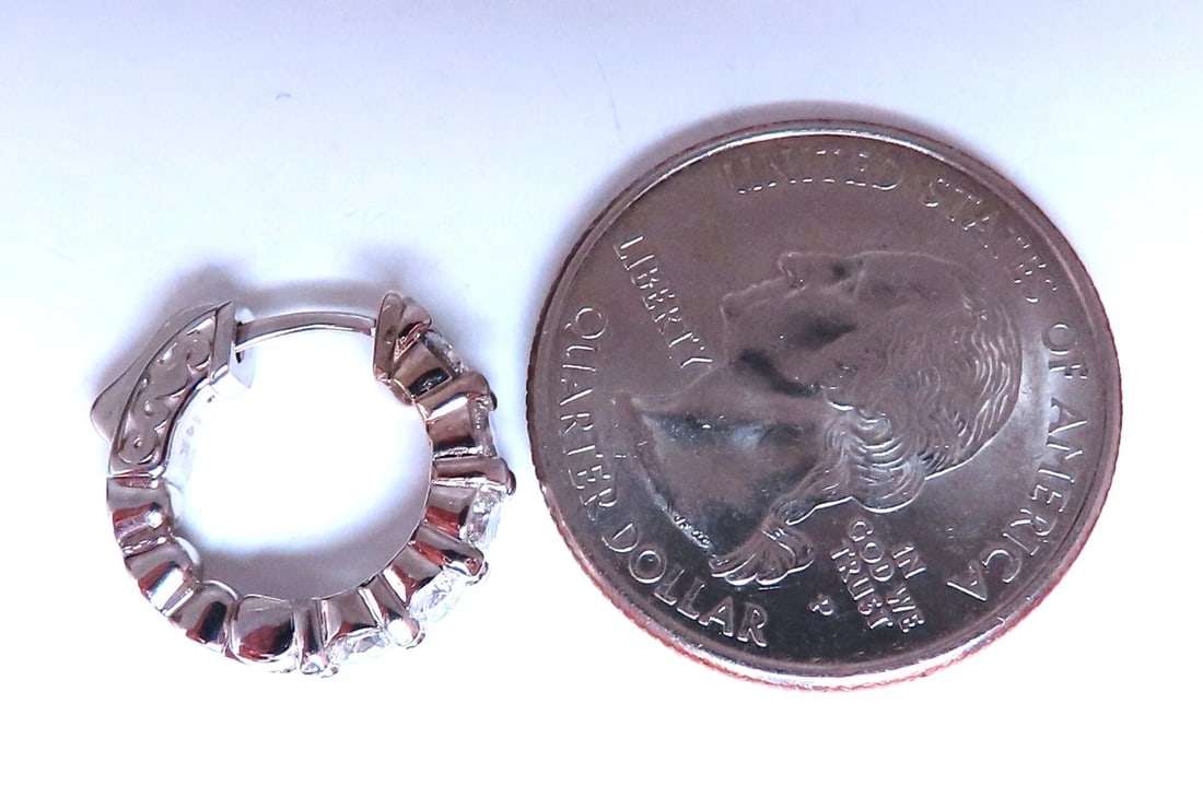 1.46ct Natural Round Diamond hoop earrings 14kt 16mm button & share prong** - 5