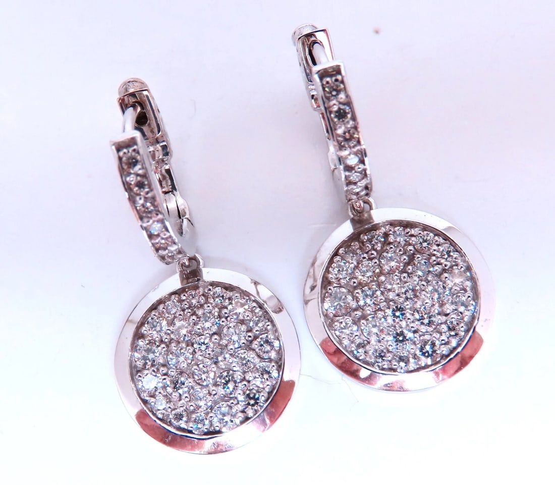 1.50ct natural diamonds dangle earrings 14kt circle dangles** - 2