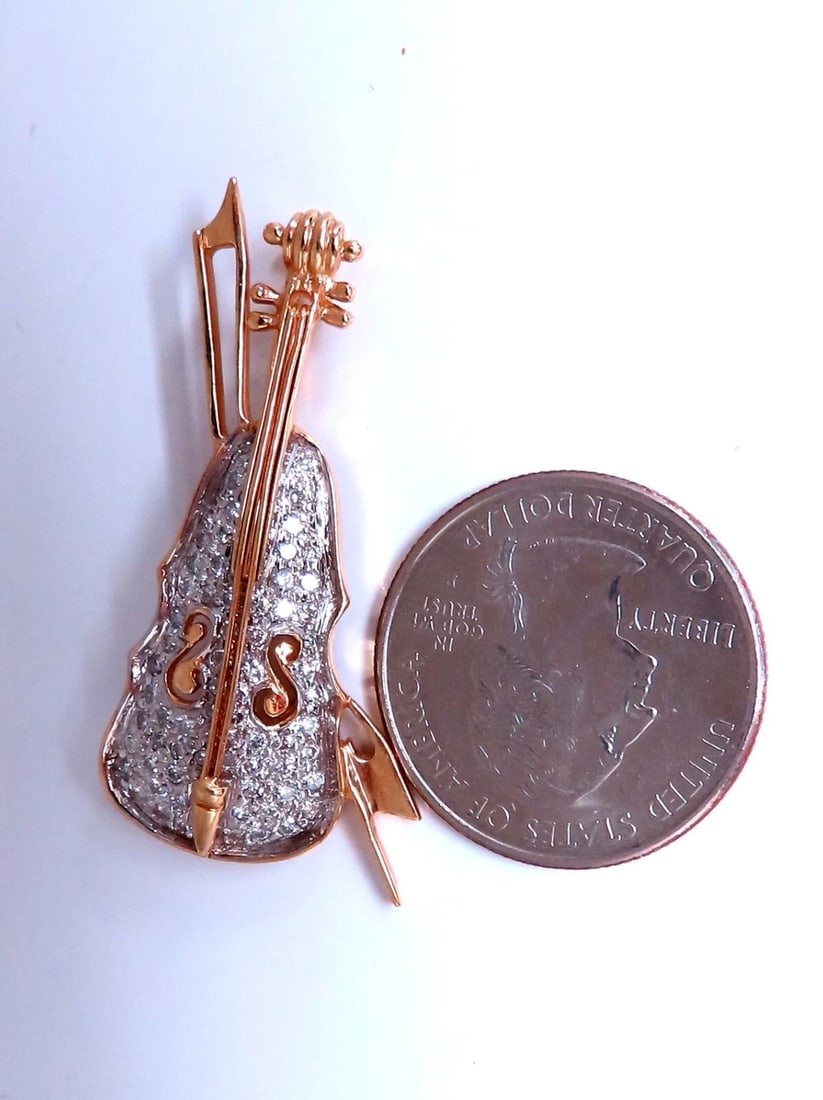 .60ct natural diamond Cello Violin Pin 14kt Gold** - 3