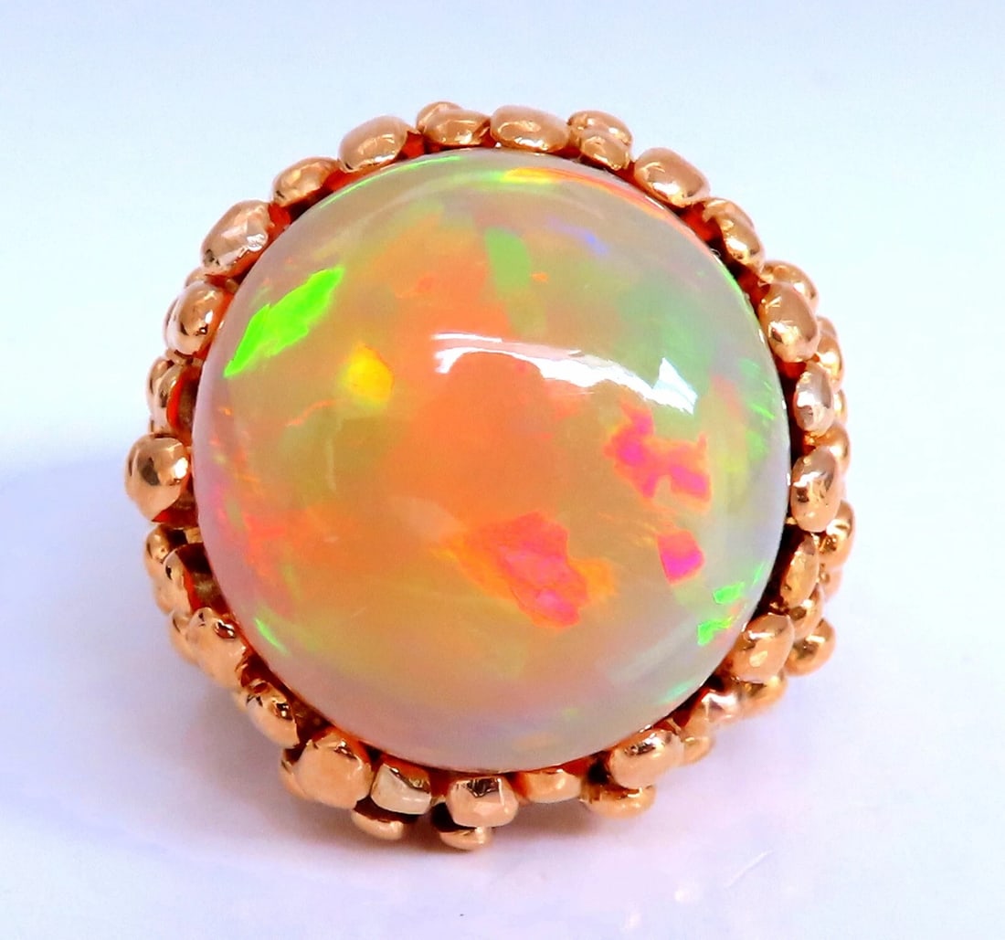 GIA Certified 22.85ct natural cabochon opal ring 18Kt Gold** - 5