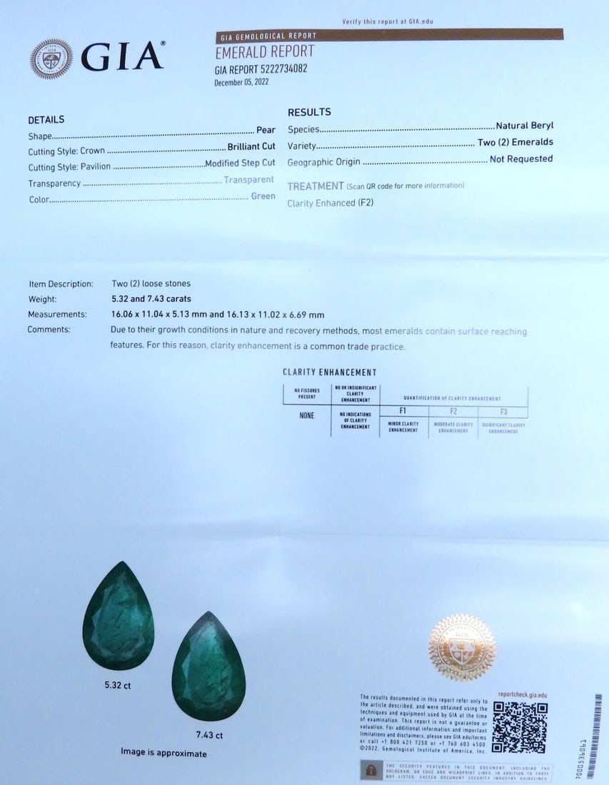 GIA Certified 12.75ct Natural Emeralds Diamond Dangle Earrings 14kt Gold** - 7