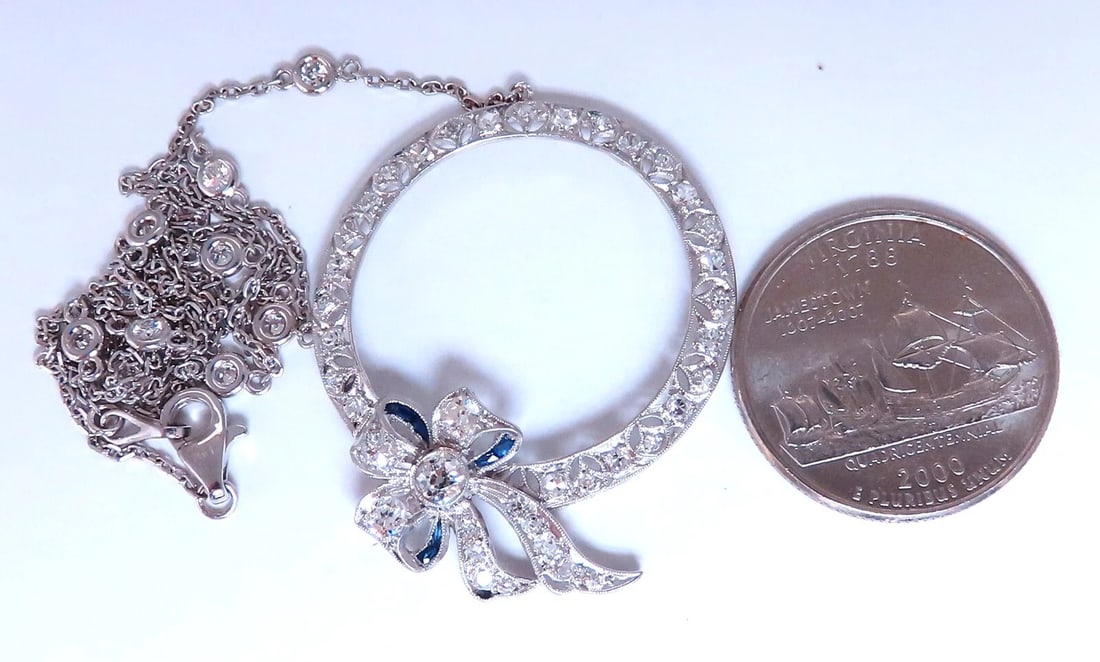 1ct Open Circle Natural diamonds necklace 14 karat Gold Vintage Revisit ** - 5