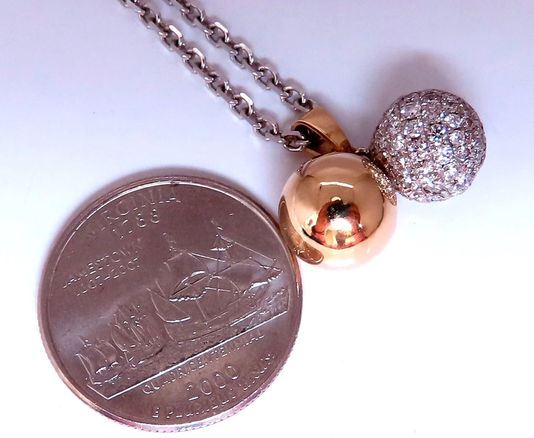 1.18ct Natural Diamonds Ball & Gold Dangle Pendant 14kt** - 4