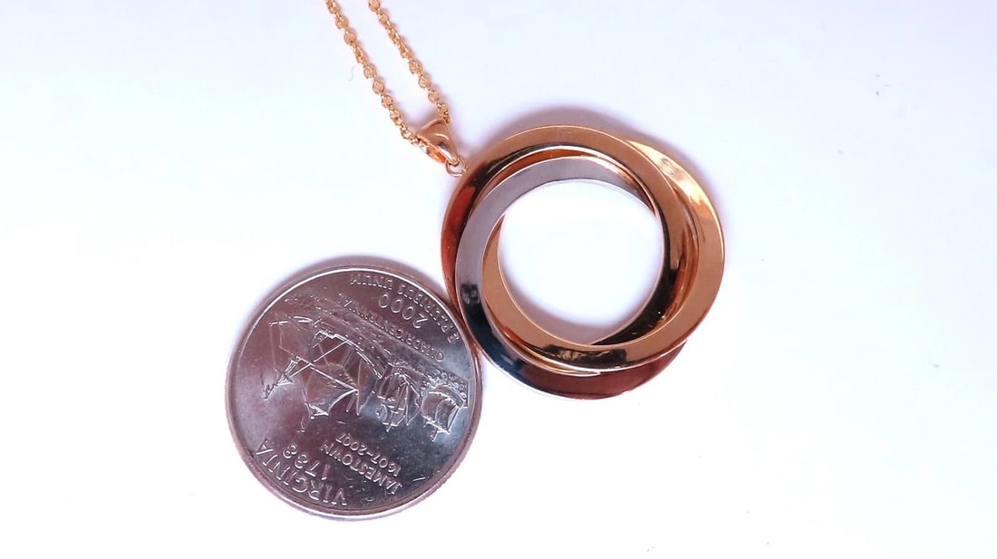 Three Circles Pendant Necklace 14kt Gold 27mm ** - 4