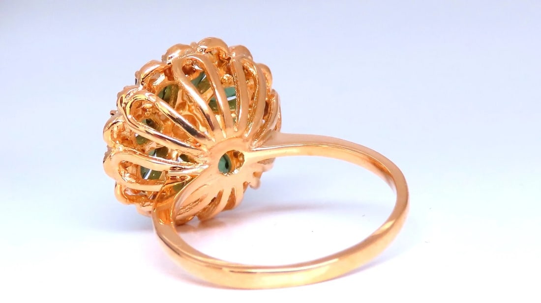 1.60ct Natural Tourmaline Cluster Ring 14kt** - 5