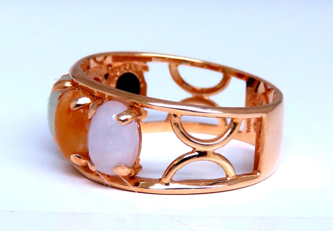 Cabochon Variety Jade Ring 14kt Gold** - 4