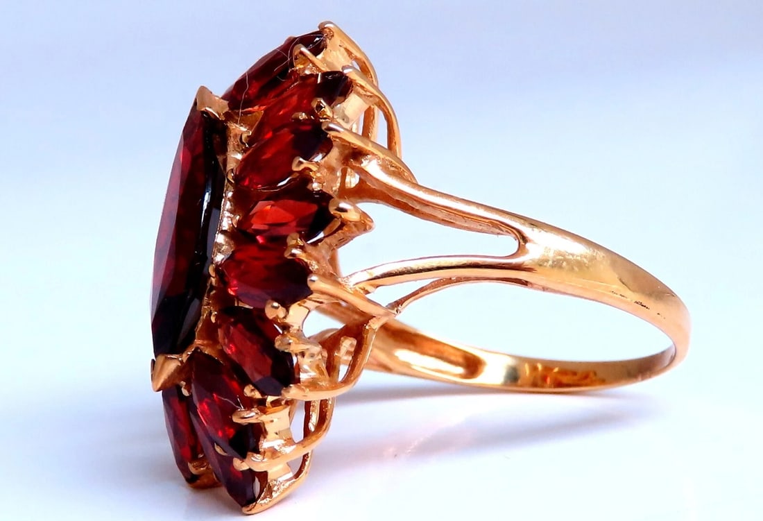 7ct Natural Garnet Cluster Ring 14kt Gold - 3