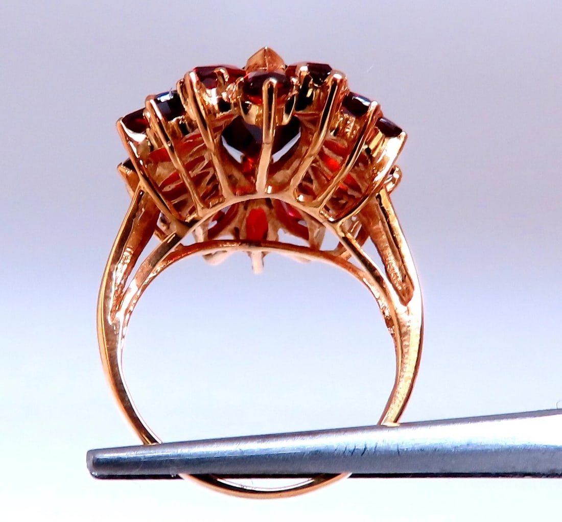 7ct Natural Garnet Cluster Ring 14kt Gold - 5