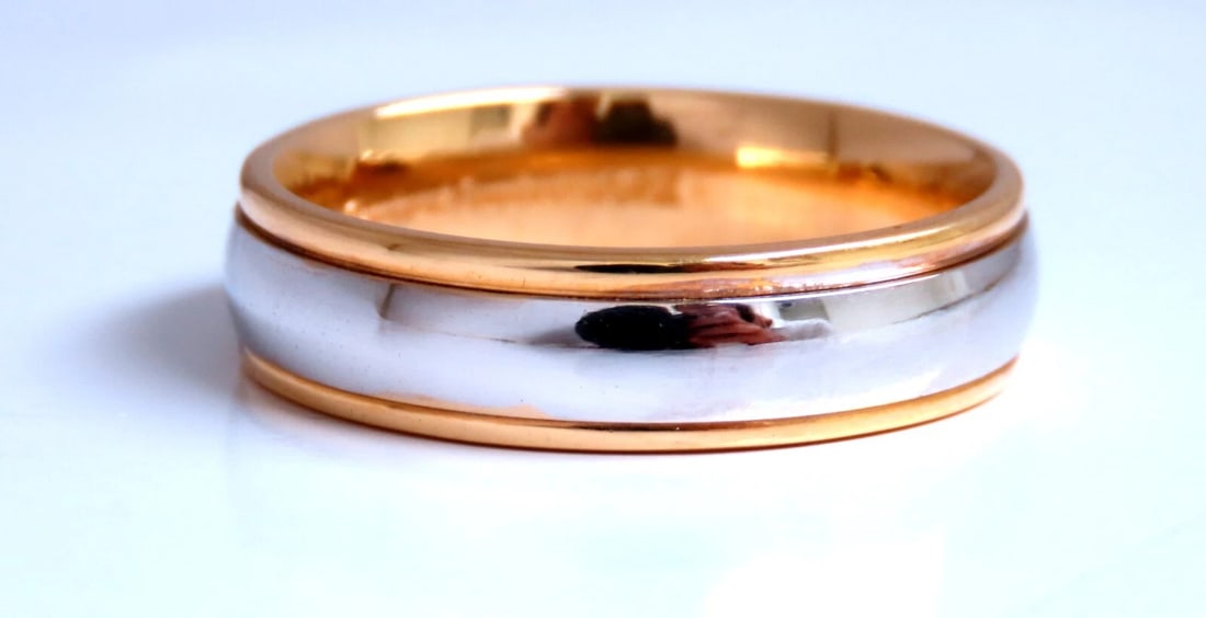 Two Toned Unisex Gold Band 14kt Size 10 5.8mm - 3