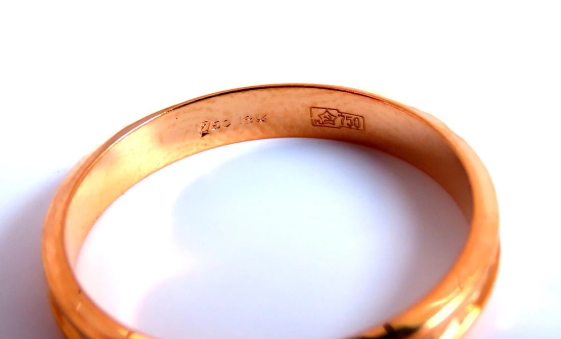 Vintage USSR 3.5mm Retro Band 18kt Gold 10.5 - 4