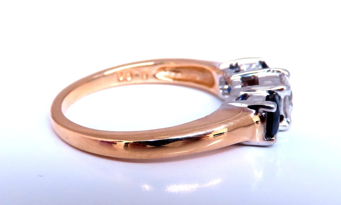 Natural Sapphire Standard Three stone diamond Ring 14kt - 3