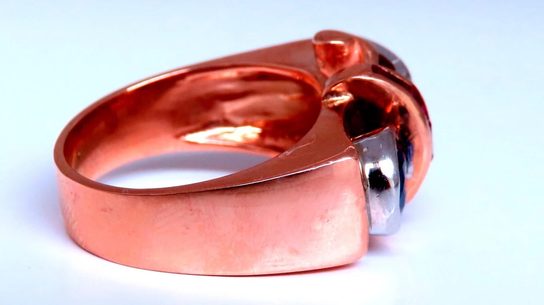 Vintage Sapphire Diamonds Curling Motif Ring 14kt - 5