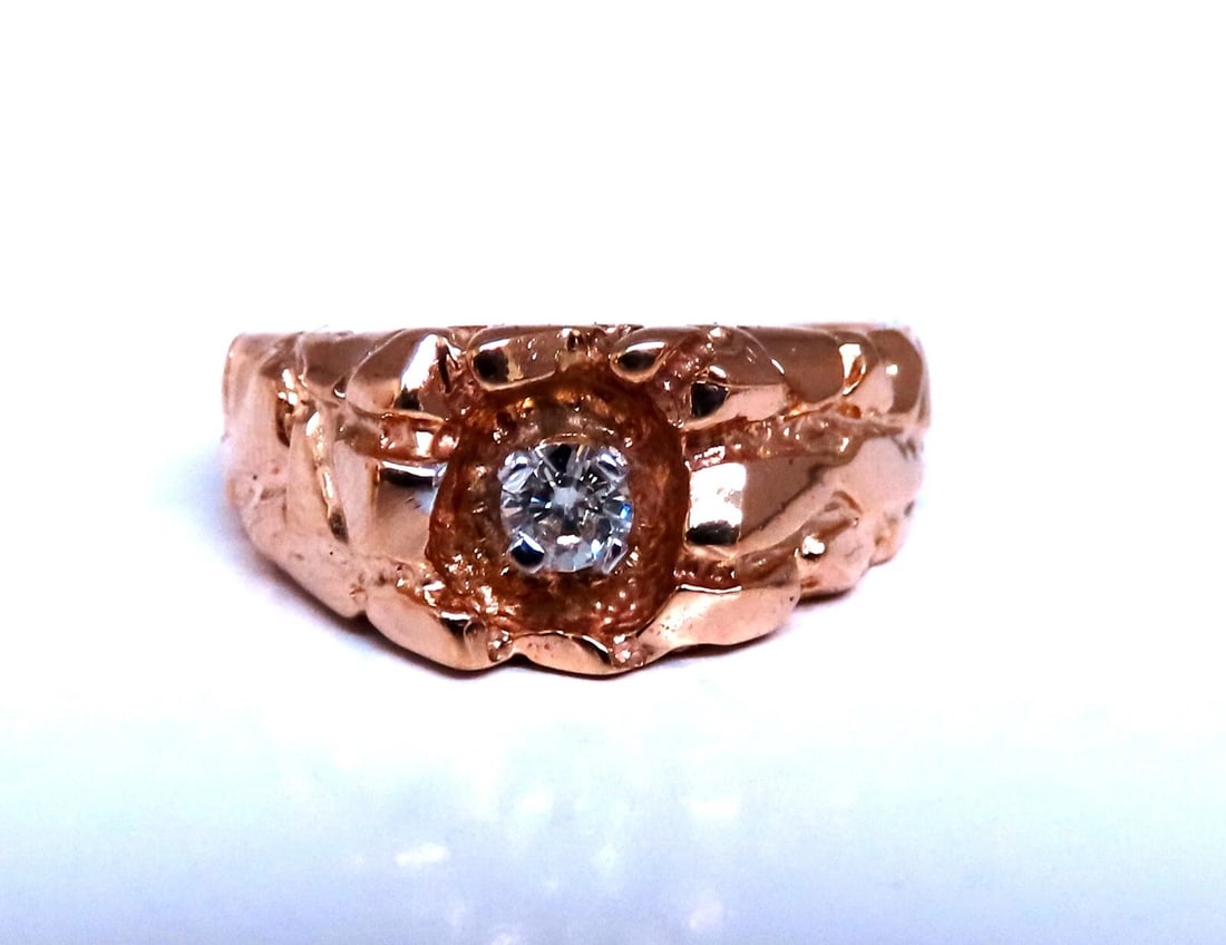 .20ct. mens natural round diamond solitaire ring 14kt gold H/Vs - 3