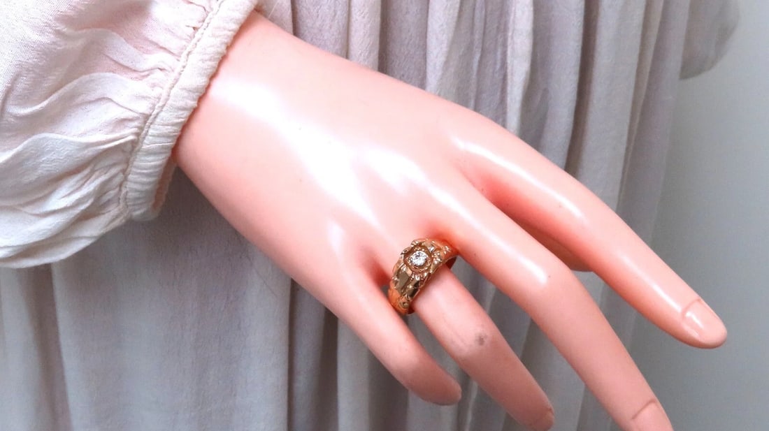 .20ct. mens natural round diamond solitaire ring 14kt gold H/Vs - 6