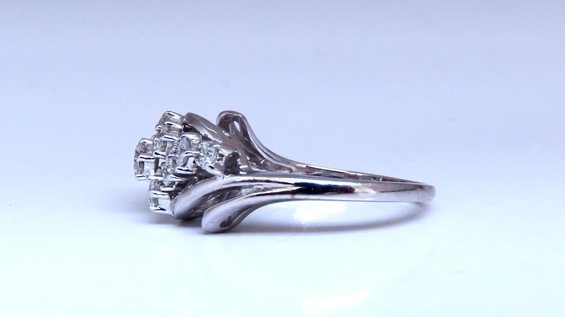 Vintage Natural Diamond ring .80ct 14kt Gold Raised Cathedral Cluster - 3