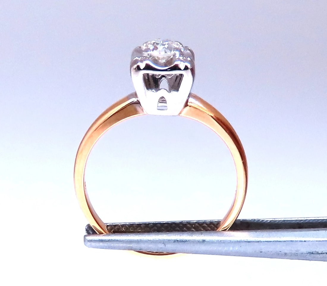 Vintage Solitaire Raised .30ct Round Diamond Engagement ring 14kt Gold - 4