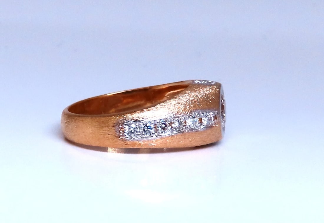 .70ct Natural round diamond mens ring 14kt brushed satin gold - 4