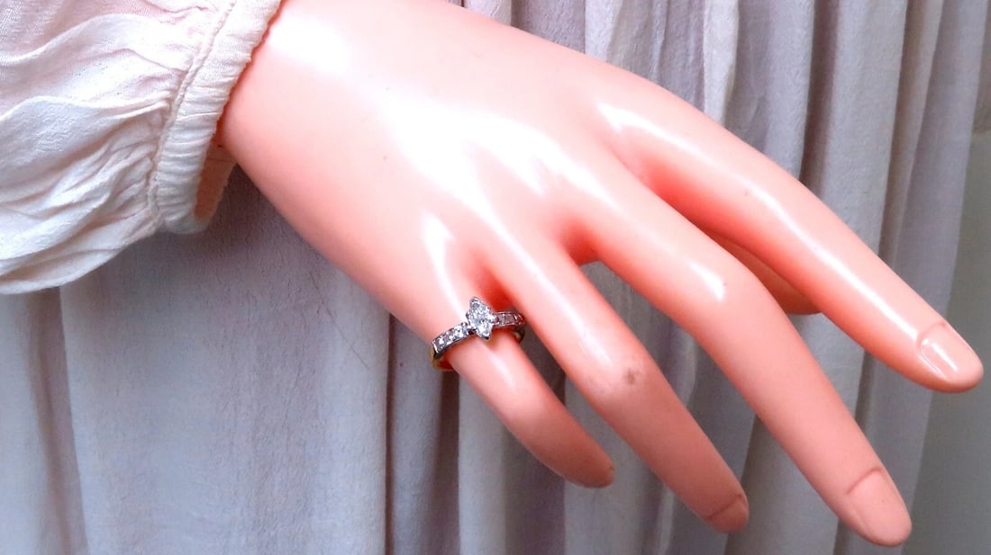 Vintage Natural Diamond Engagement ring 1ct 14kt Gold - 7