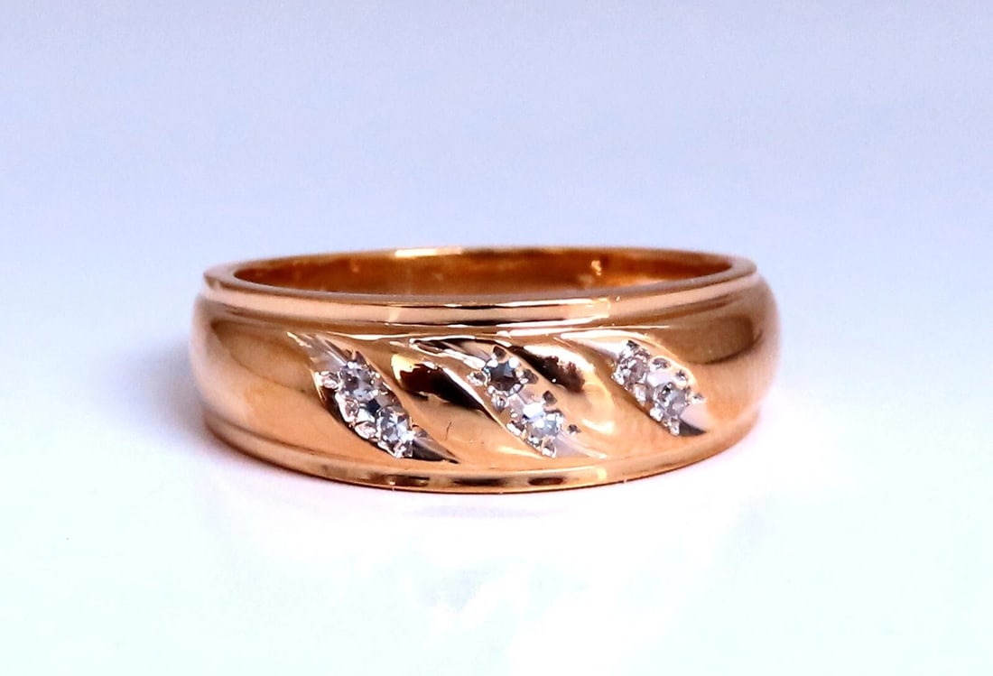 Wave Pattern Traditional Natural Diamond Band ring .08ct 14kt Gold - 3