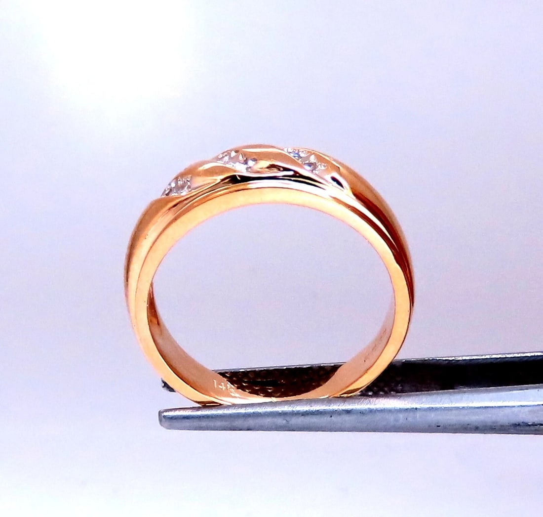 Wave Pattern Traditional Natural Diamond Band ring .08ct 14kt Gold - 5