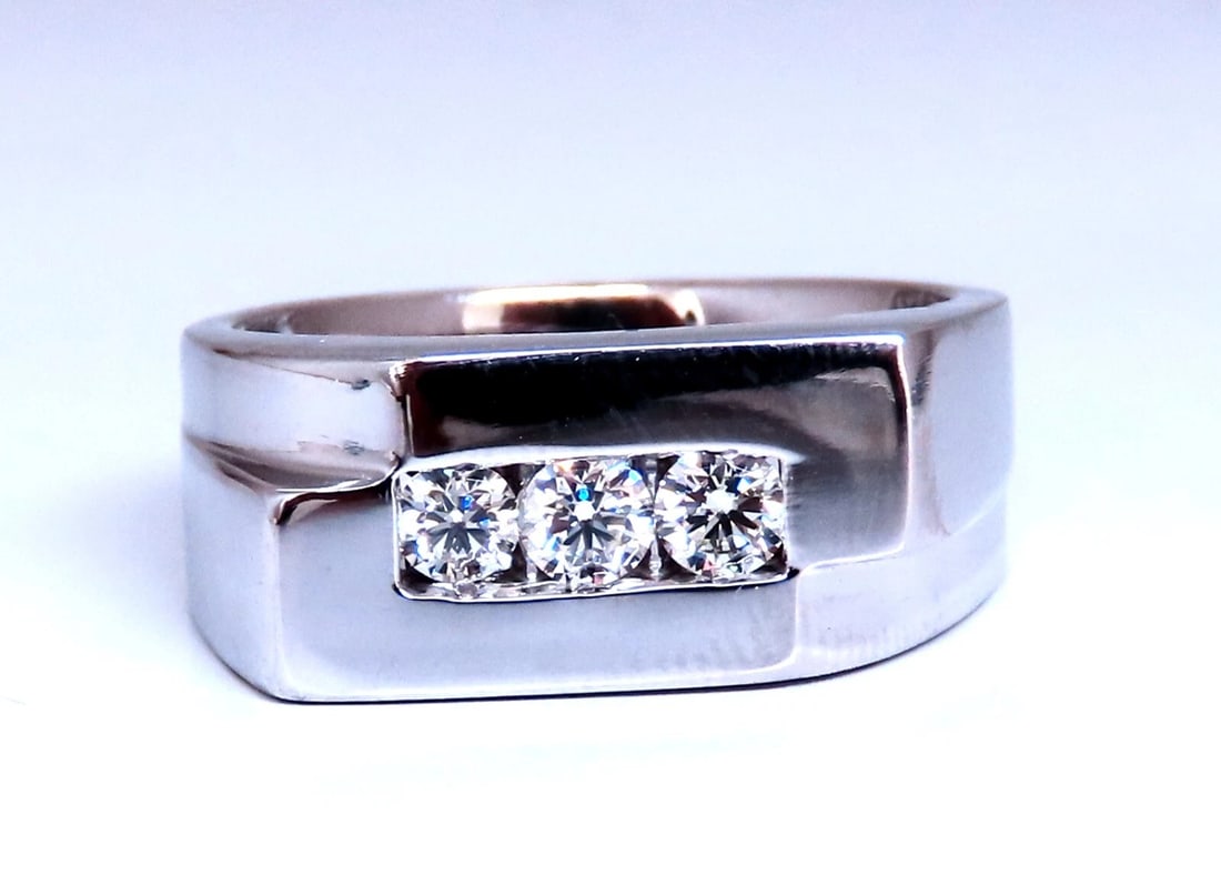 .55ct. mens natural round diamond solitaire ring 14kt Gold Mod Deco - 2