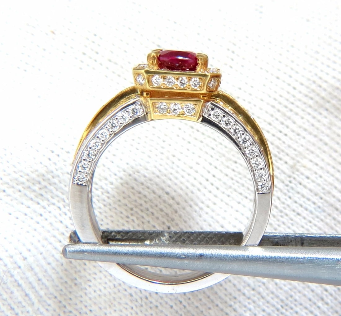 GIA Burma Pigeon Blood 1.14ct vivid red ruby diamonds ring 14kt - 7