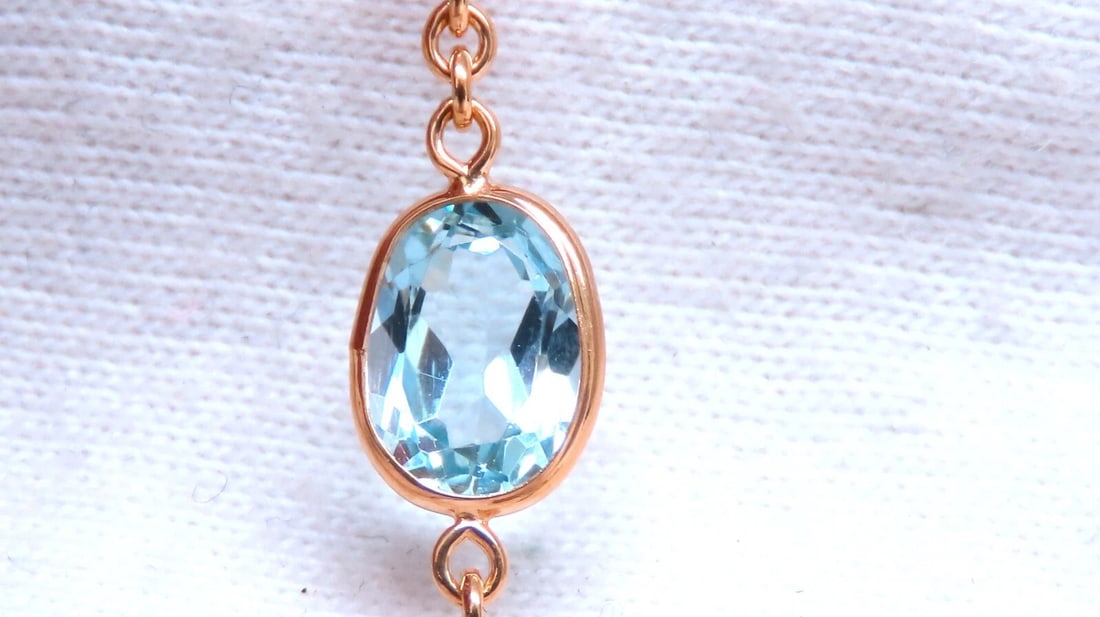 15ct Natural Sapphire Aquamarine Amethyst Yard Necklace 14kt Gold ** - 6