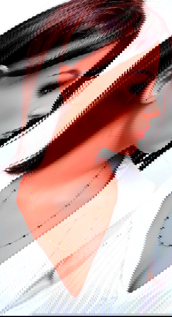 16ct Natural Ruby Sapphire Yard Necklace 14kt Gold ** - 10