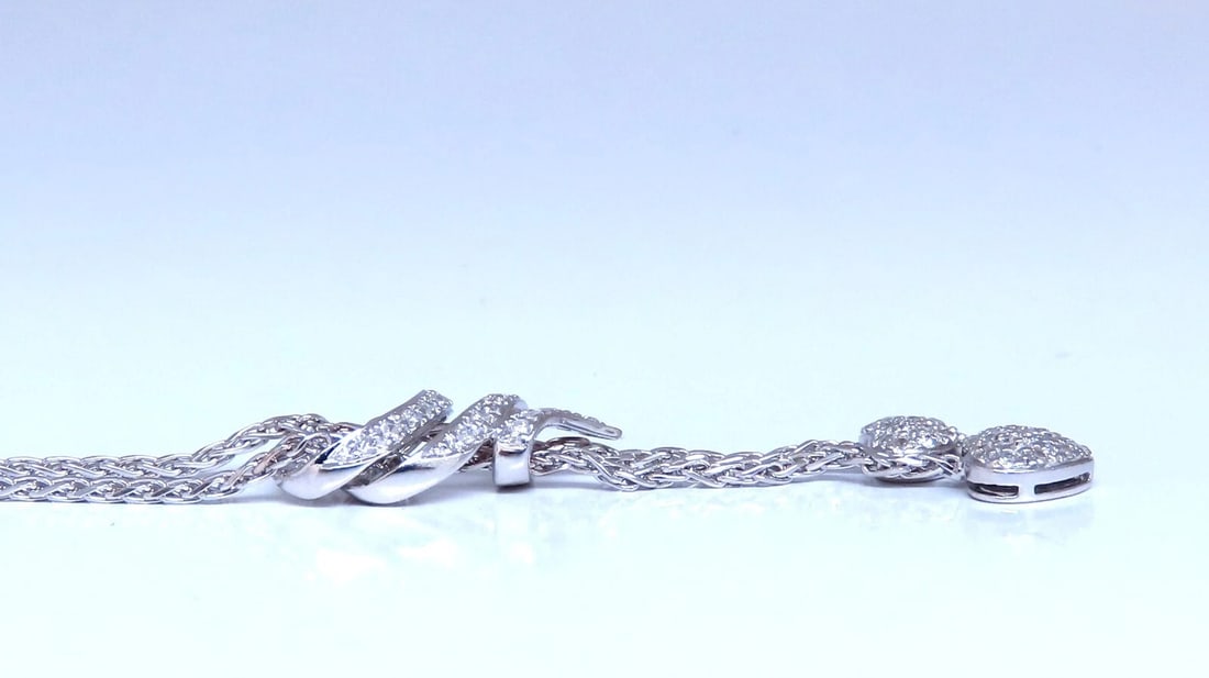 .90ct Natural Diamonds Dangle Hearts & Spiral Statement Necklace 18kt Gold** - 3