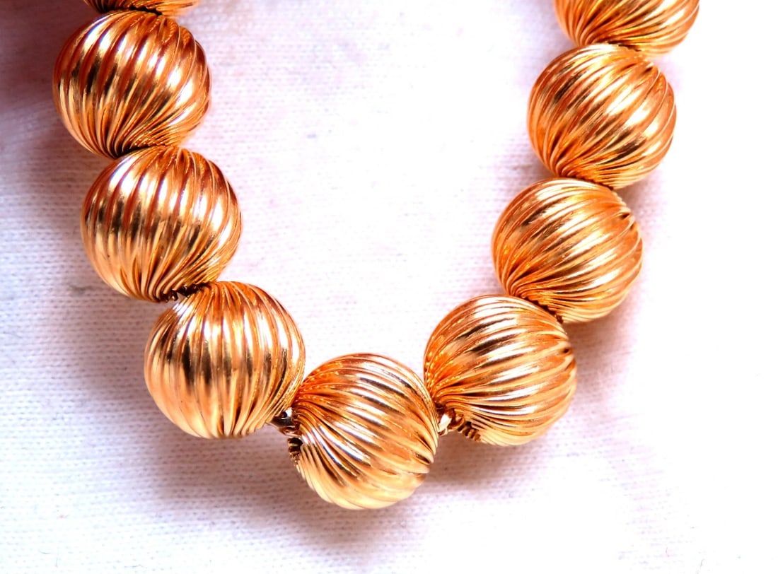 Barley Twist Beads Necklace 14kt 52 Grams 23inch** - 3