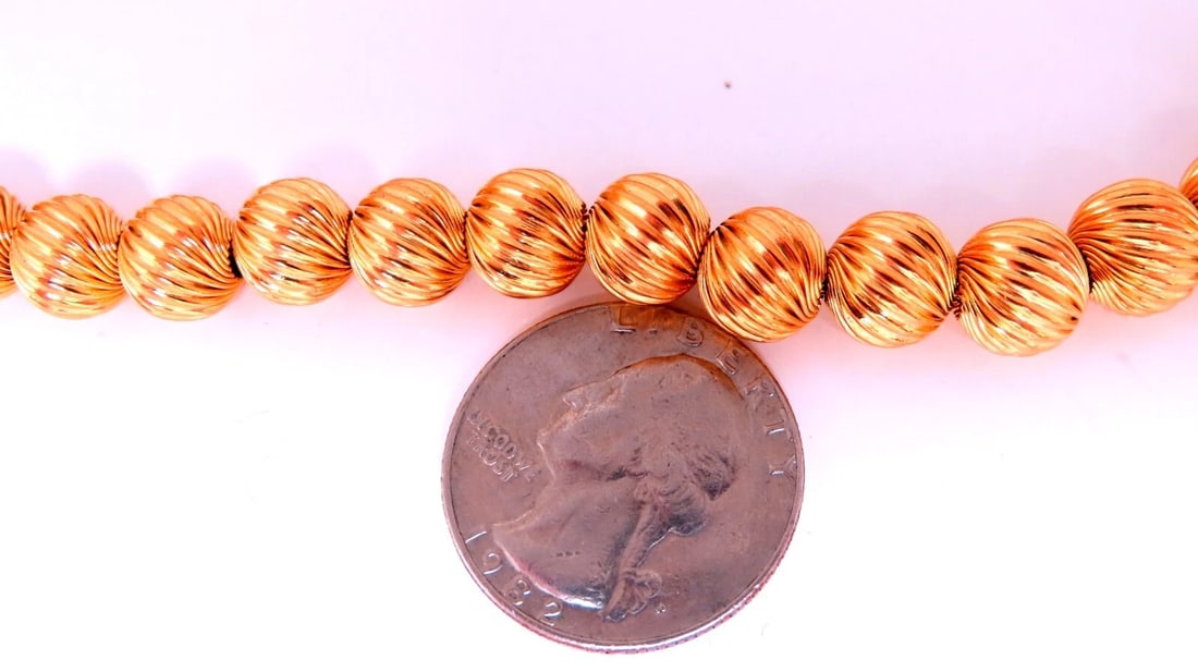 Barley Twist Beads Necklace 14kt 52 Grams 23inch** - 4