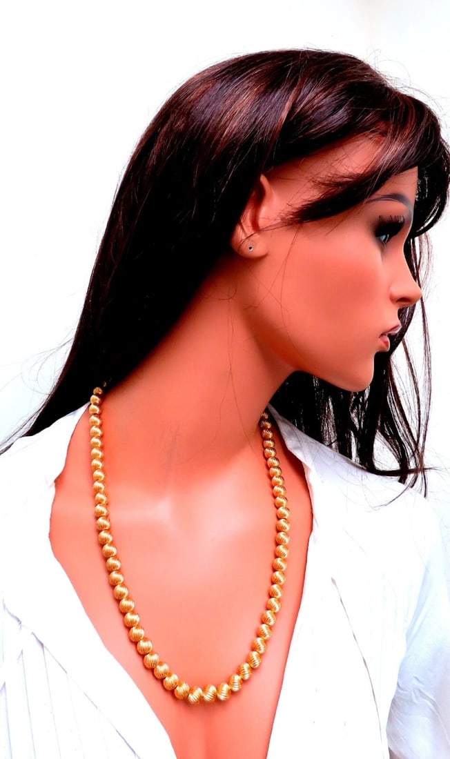 Barley Twist Beads Necklace 14kt 52 Grams 23inch** - 5