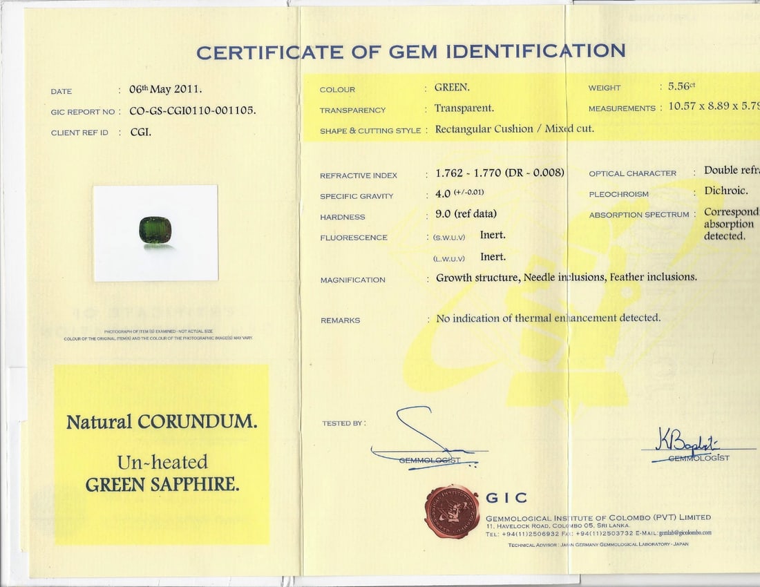 CERTIFIED 6.96CT NO HEAT NATURAL GREEN SAPPHIRE DIAMOND RING UNHEATED - 12