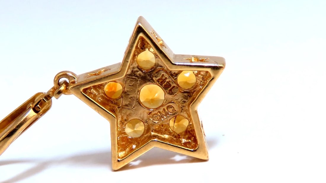 2ct Natural Citrine Star Dangle Earrings 14kt** - 4