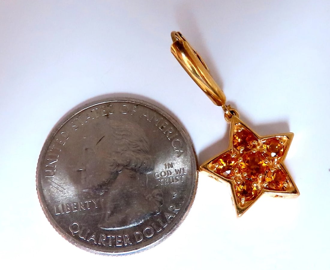 2ct Natural Citrine Star Dangle Earrings 14kt** - 6