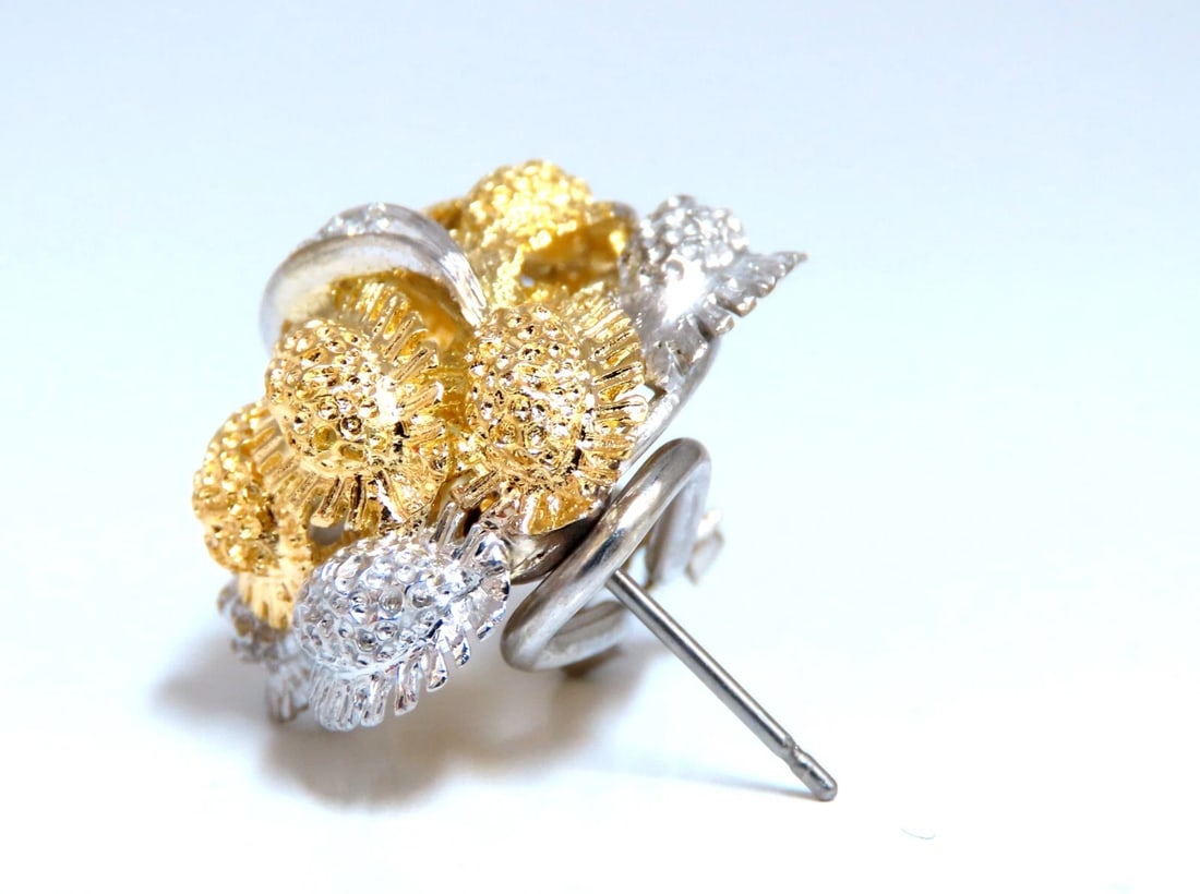 Fern Floral Puff Cluster Diamond Clip Earrings 14kt** - 3