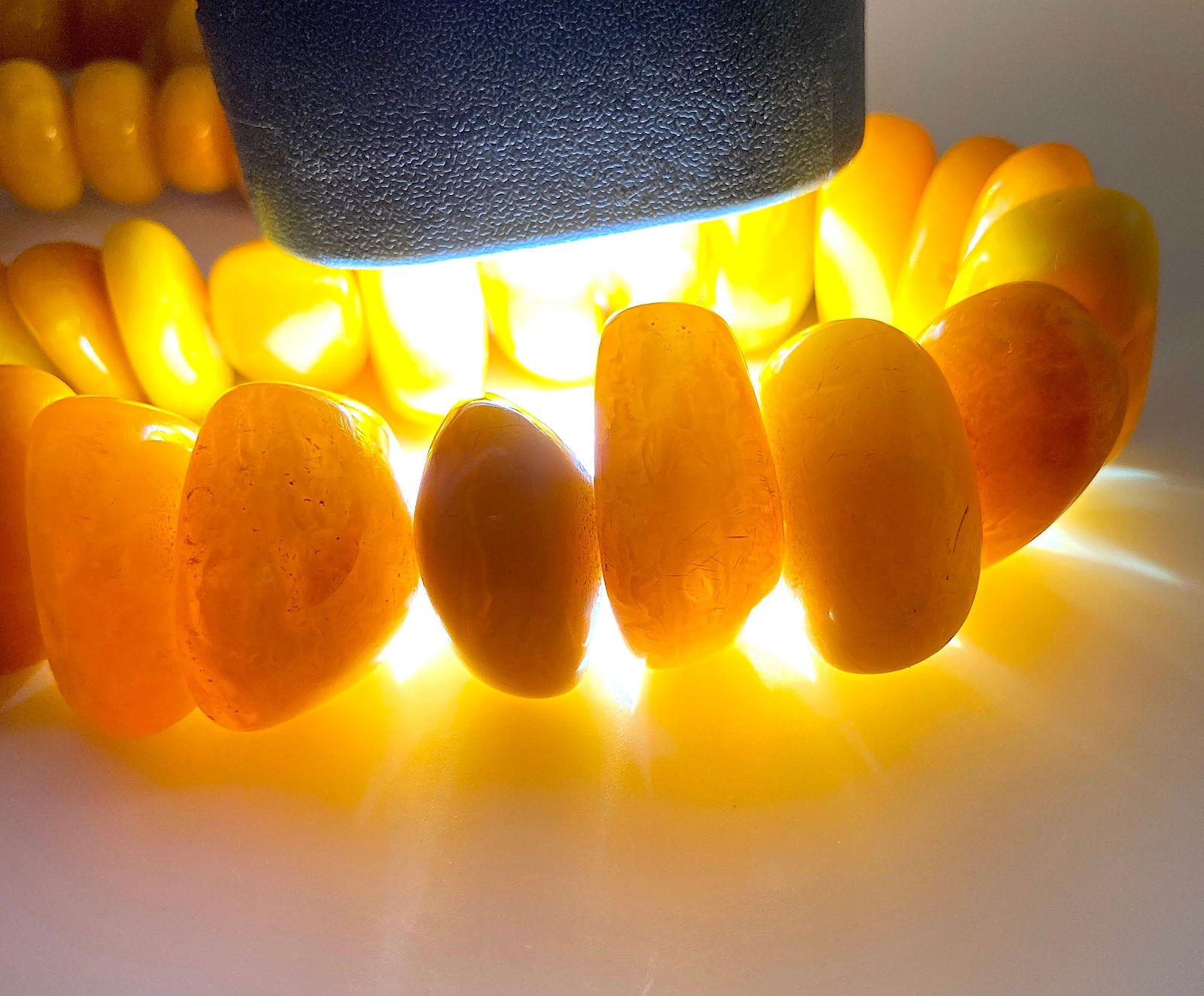 Grand Unique Vintage Amber Bracelet made from Rough in shape Amber beads - 4