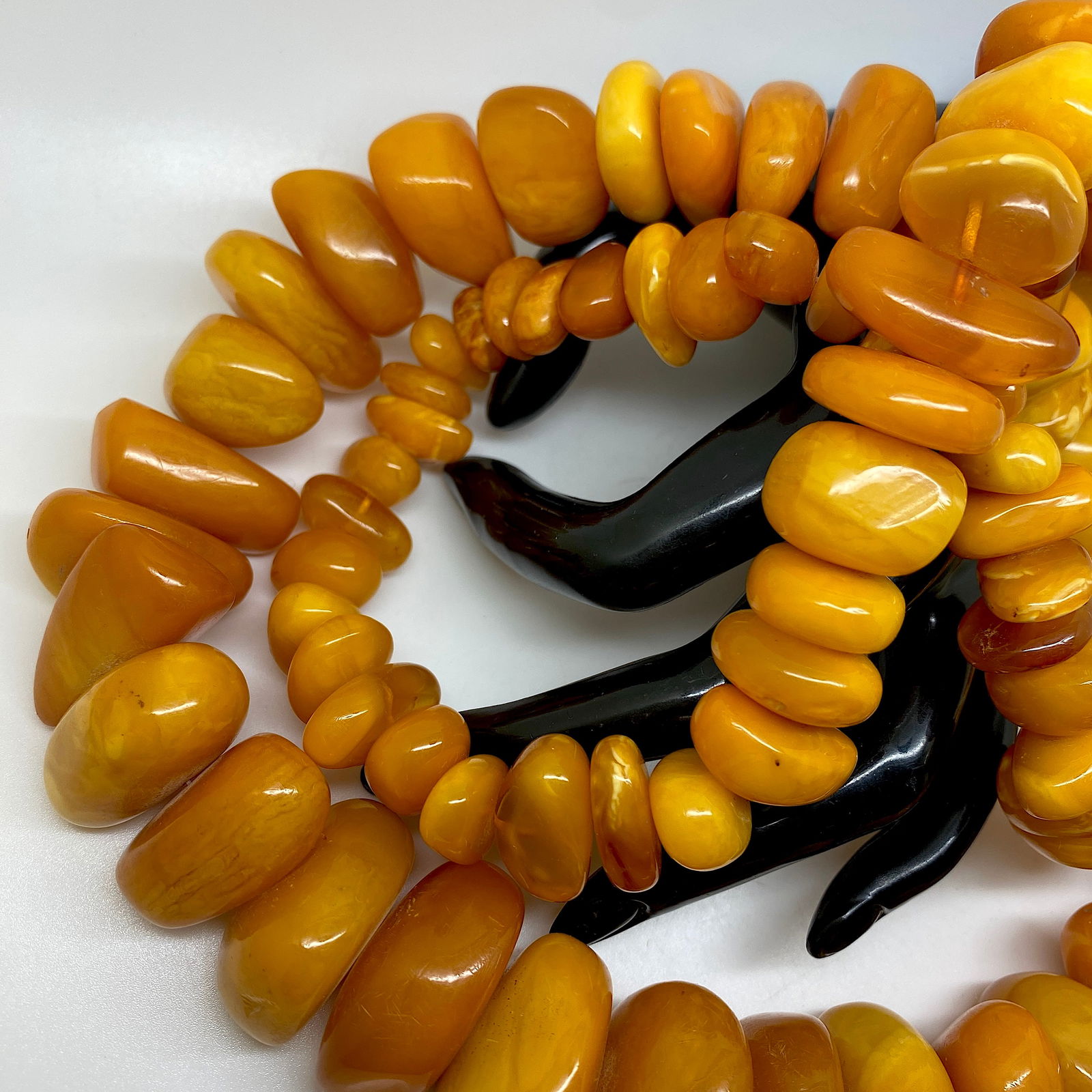 Grand Unique Vintage Amber Bracelet made from Rough in shape Amber beads - 6