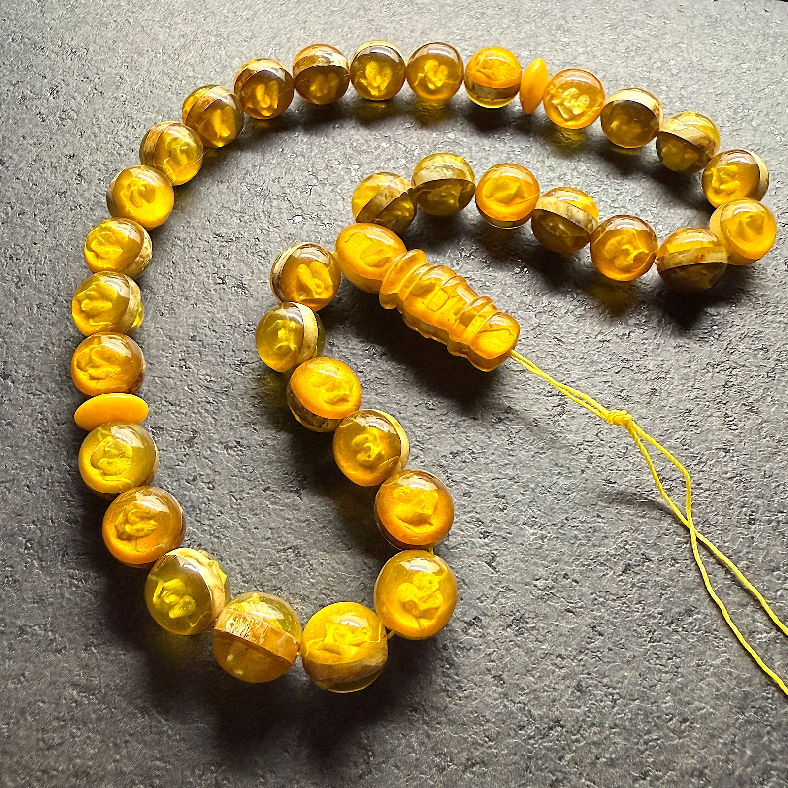 Unique and Fascinating Amber Tesbih made from Round Amber beads - 14