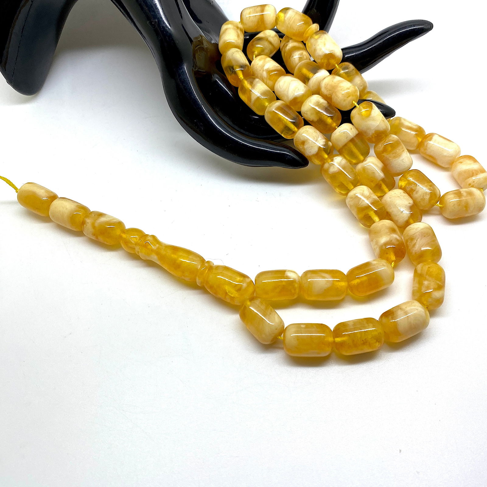 Staggering Unique Vintage Amber Tesbih made from Barrel shaped Amber beads - 9