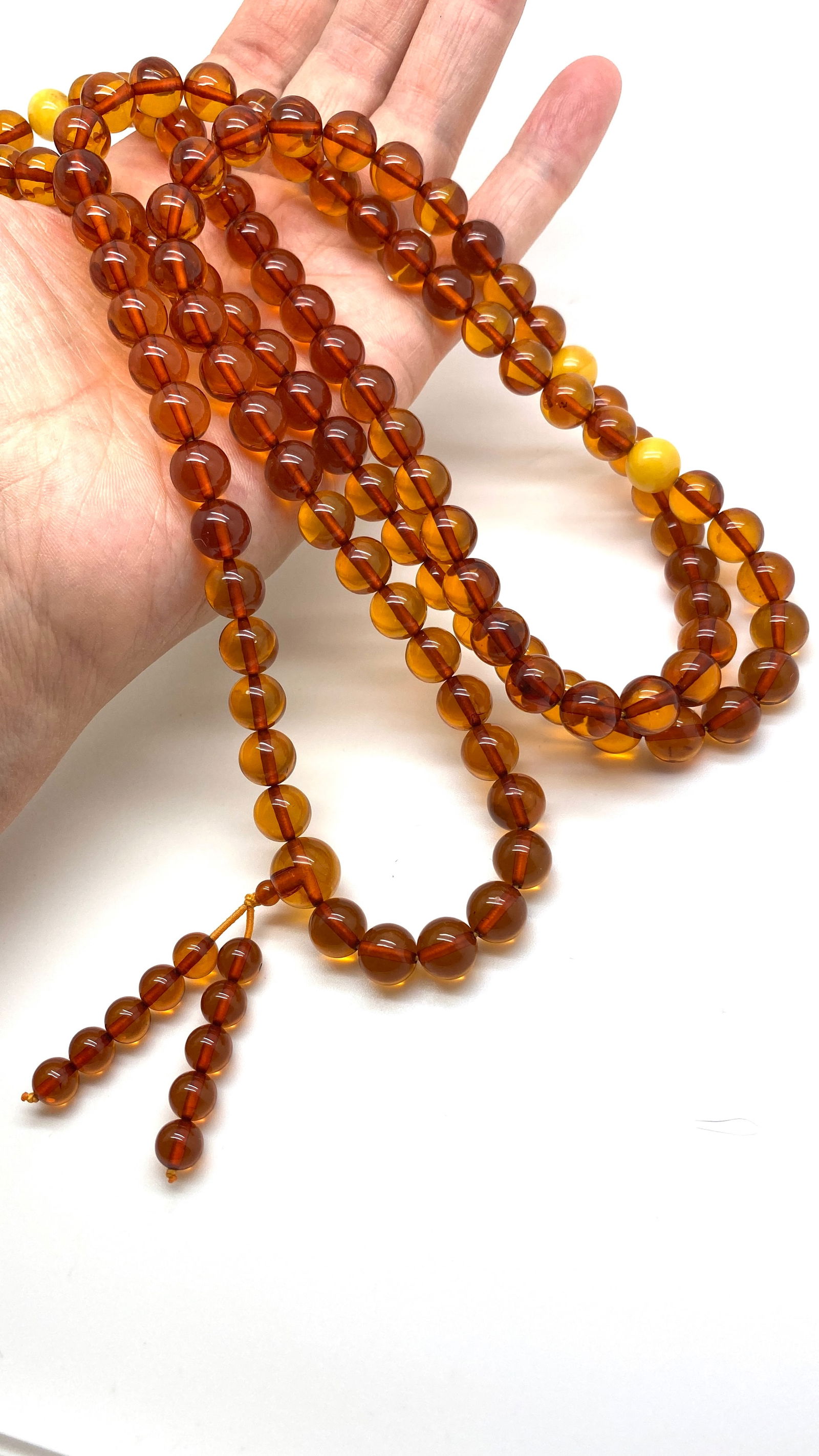 Extraordinary Amber Mala made from Round Amber beads - 9