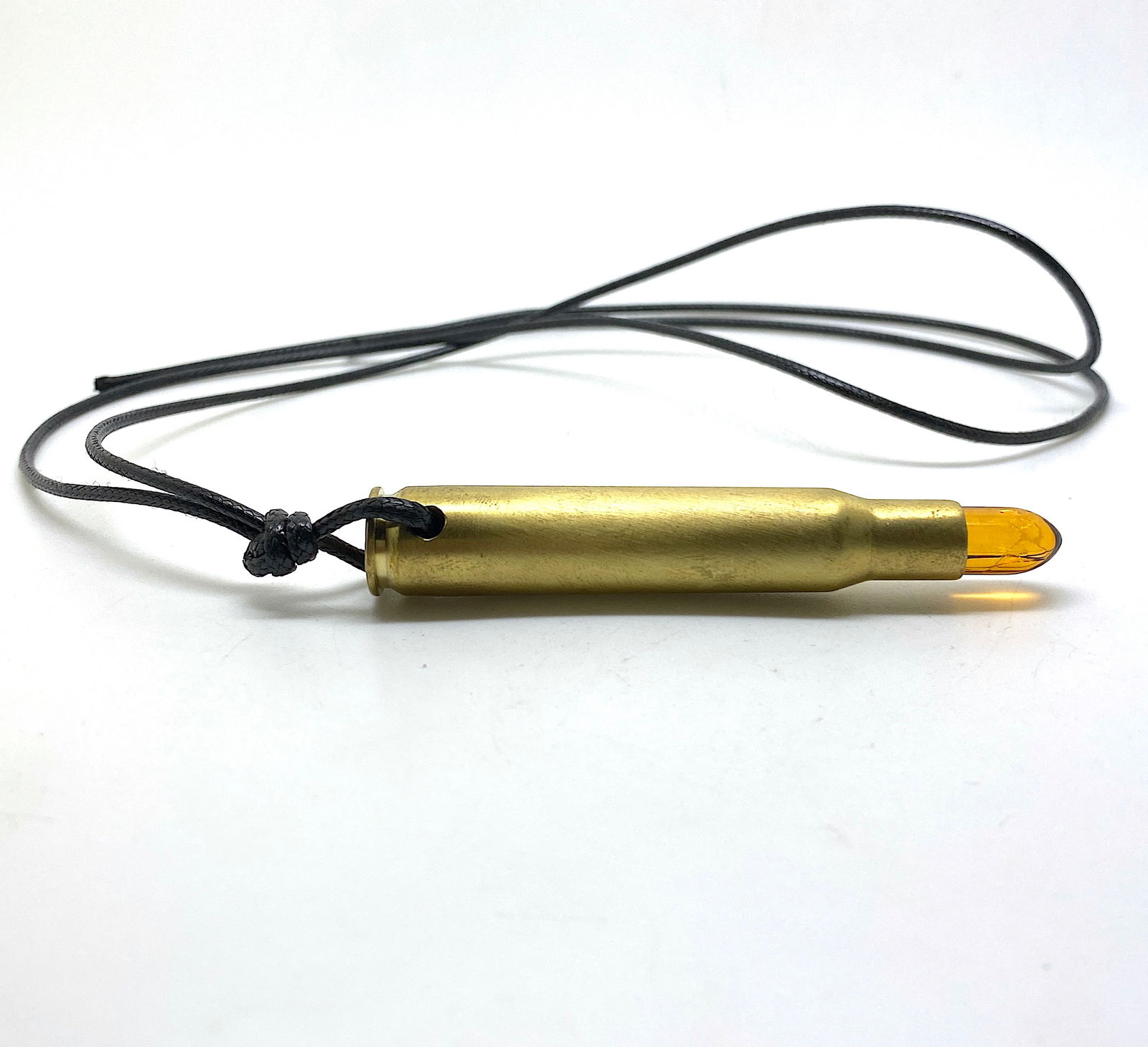 Remarkable Unique Vintage Amber Pendant with chain, shaped like a Bullet - 5