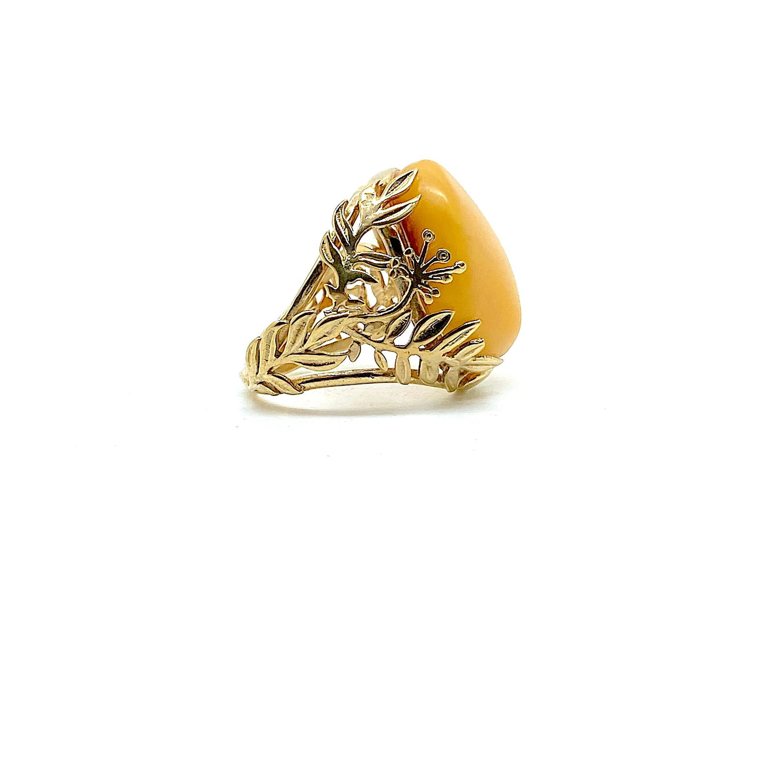 Unique and Amazing Amber Ring with Garnets - 5