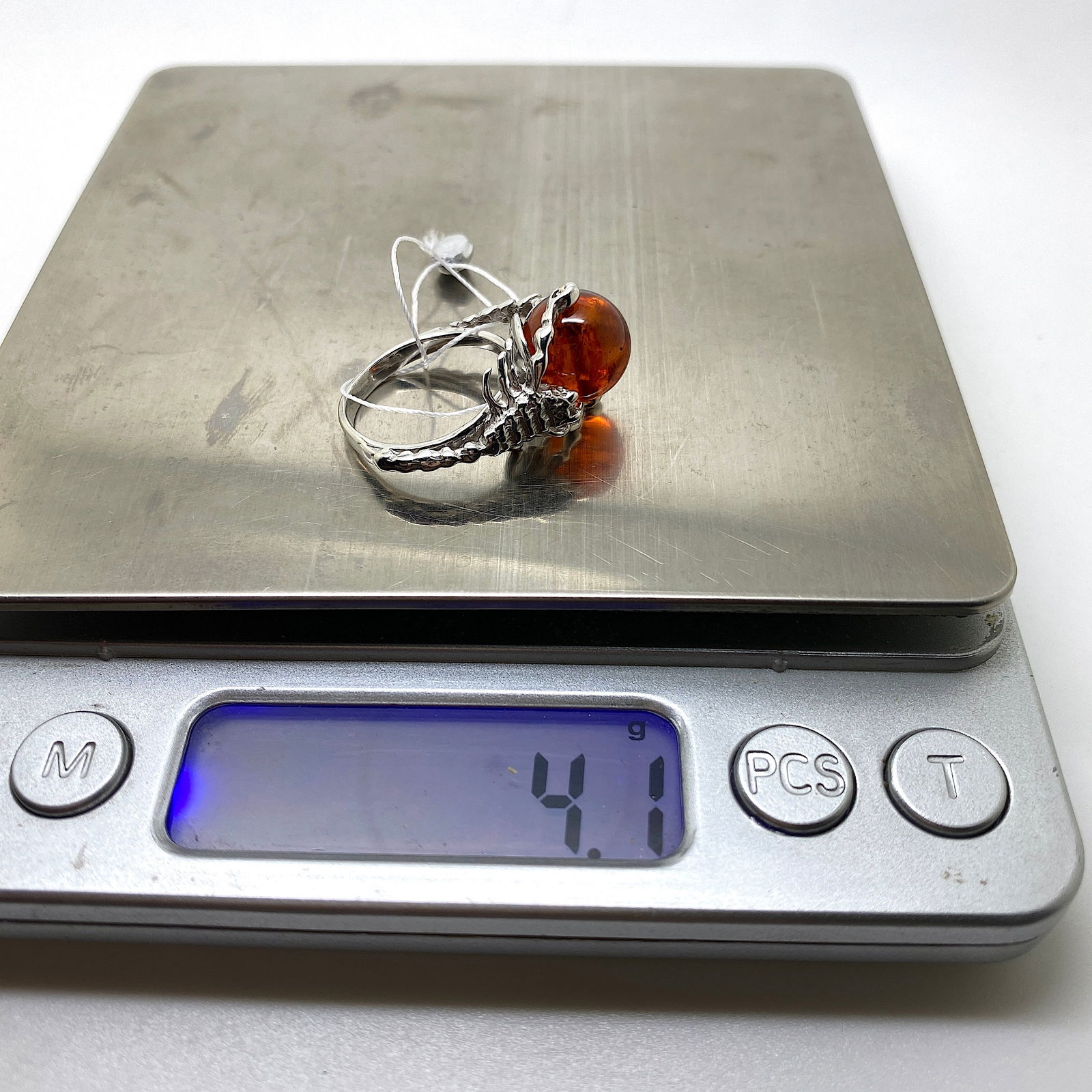 Exquisite Unique Vintage Amber Ring - 8