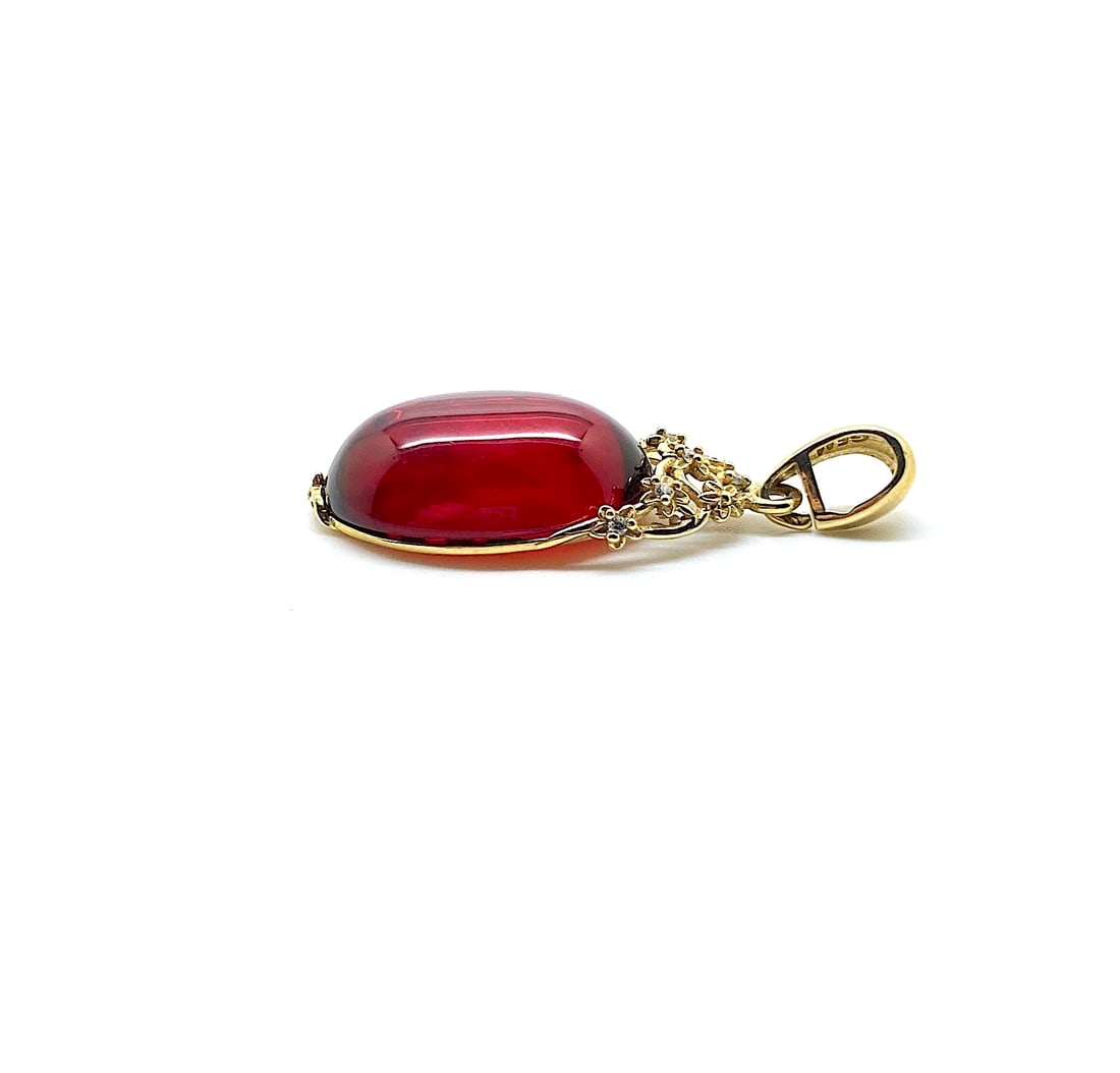 Beautiful Amber Pendant with chain, shaped like a Drop - 8