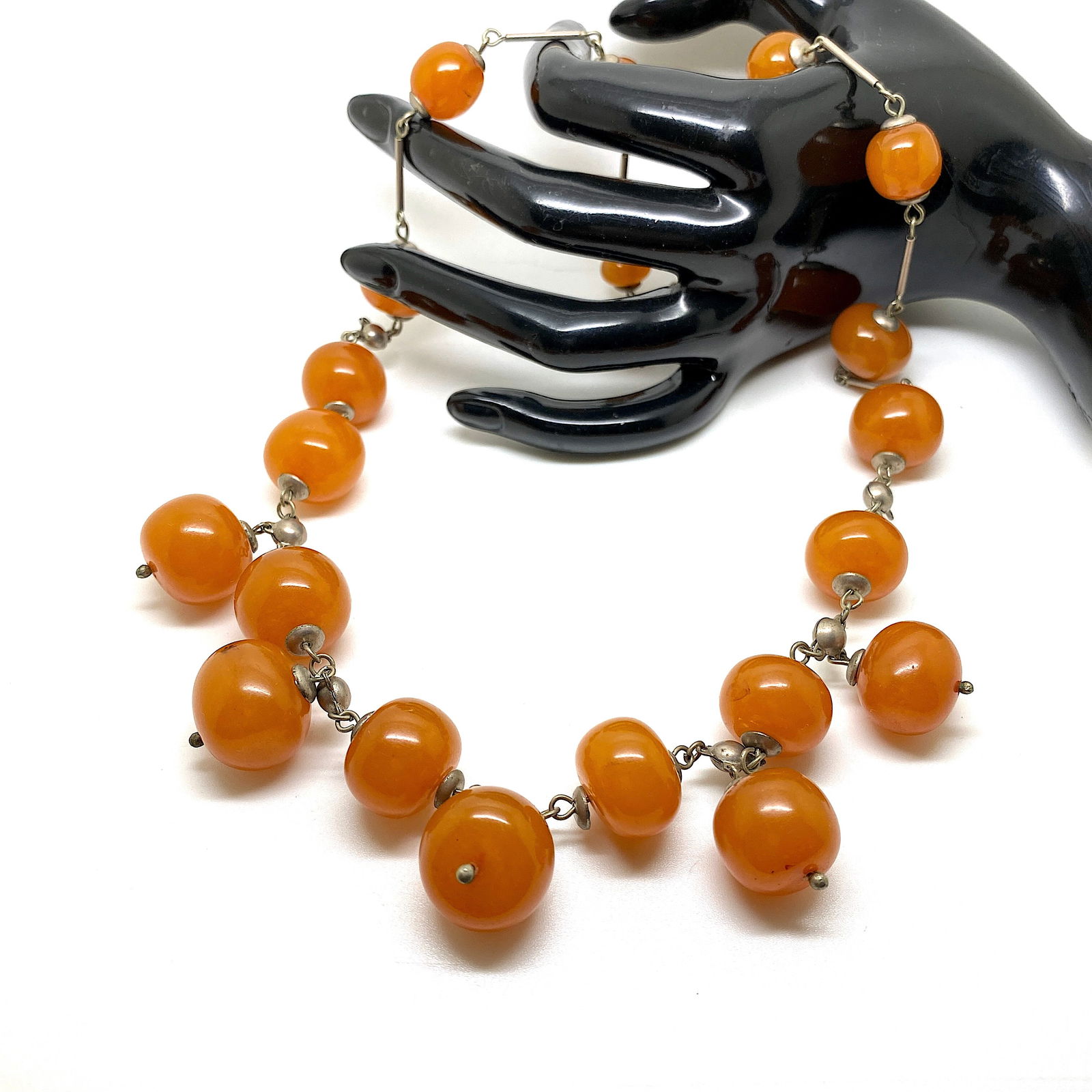 Antique Amber Necklace made from Round Amber beads - 2