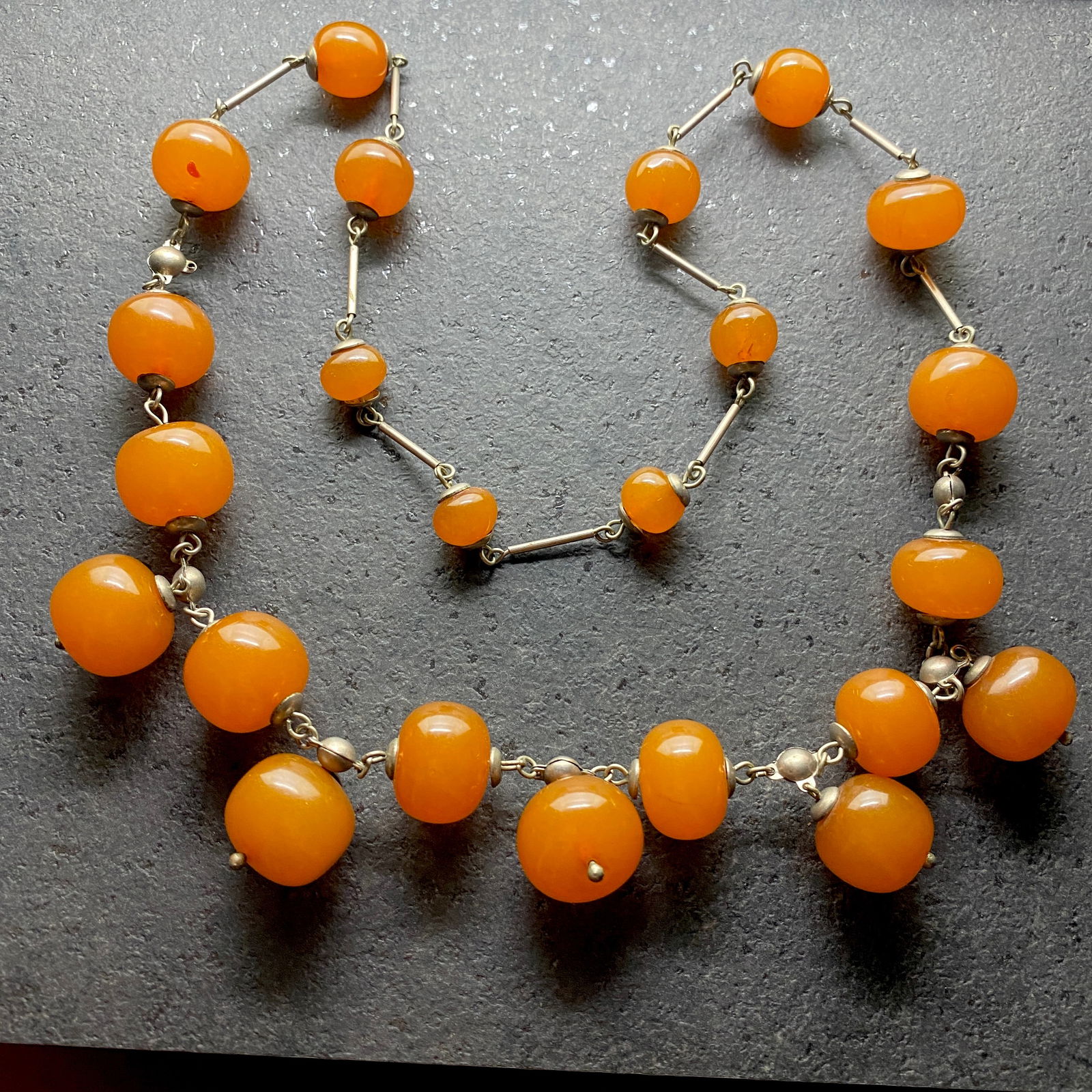 Antique Amber Necklace made from Round Amber beads - 4